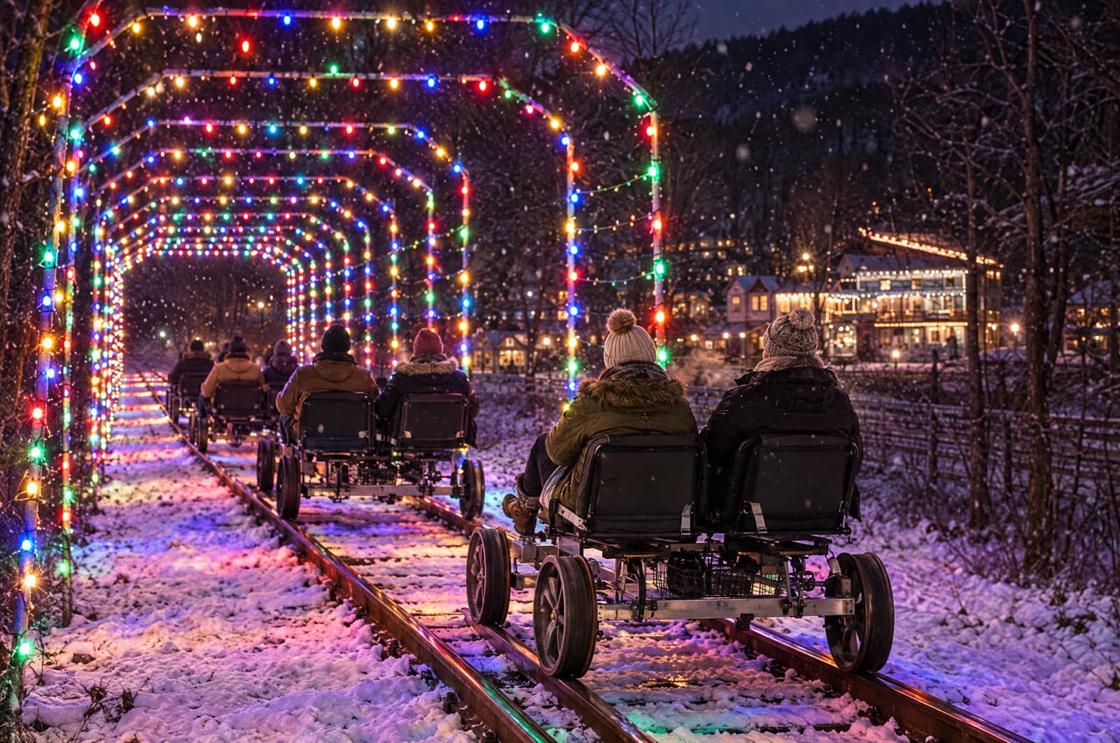 Mountain Christmas Light Delight with Tracks & Yaks
