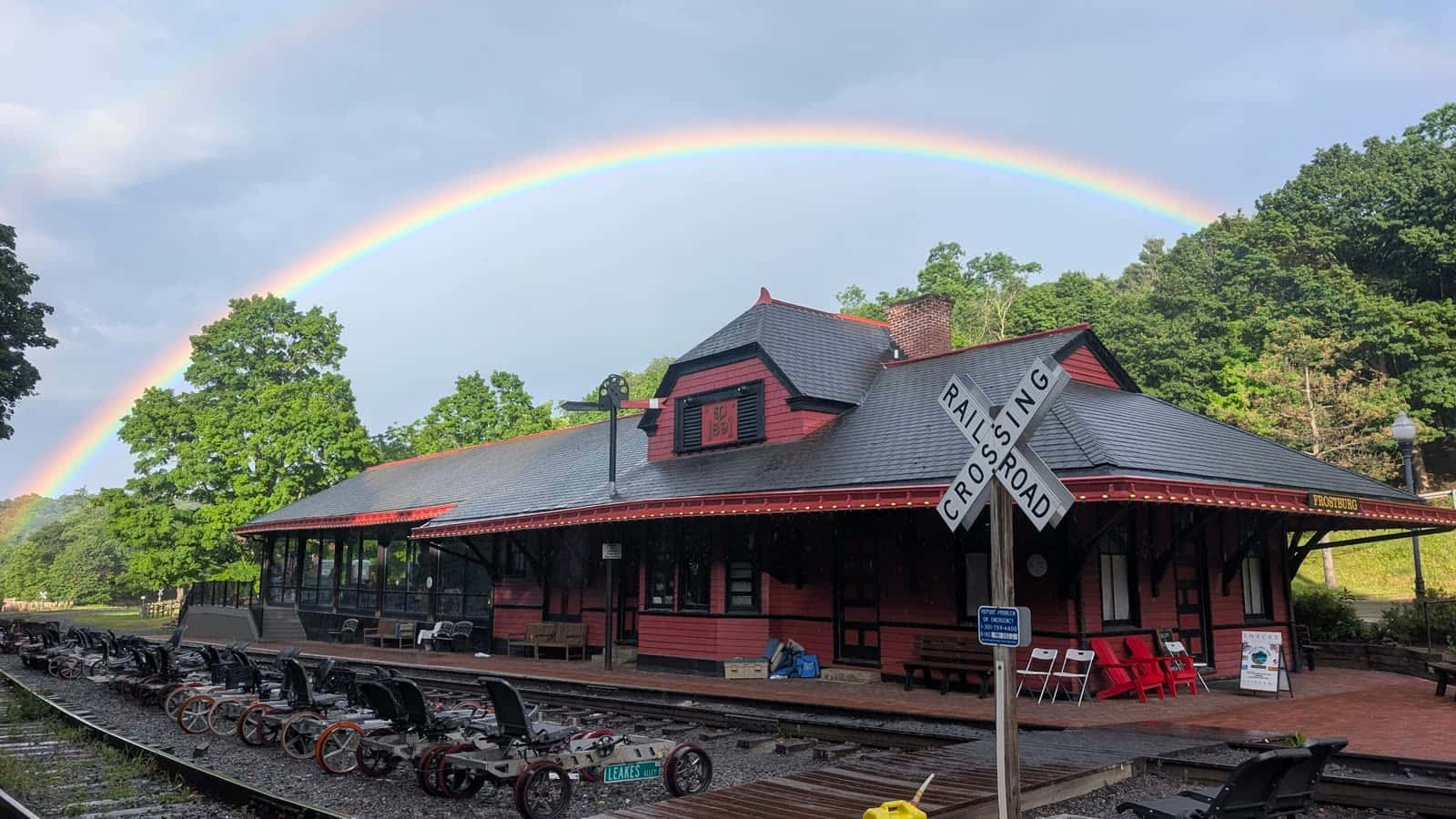 The Tunnel Hotel, an 1888 stone railroad inn beside the depot in Frostburg, Maryland