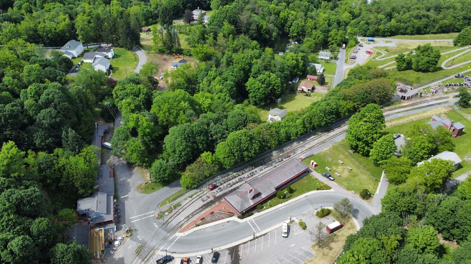 The historic depot district in Frostburg, Maryland, where Tracks & Yaks rents geared bicycles steps from the GAP trail