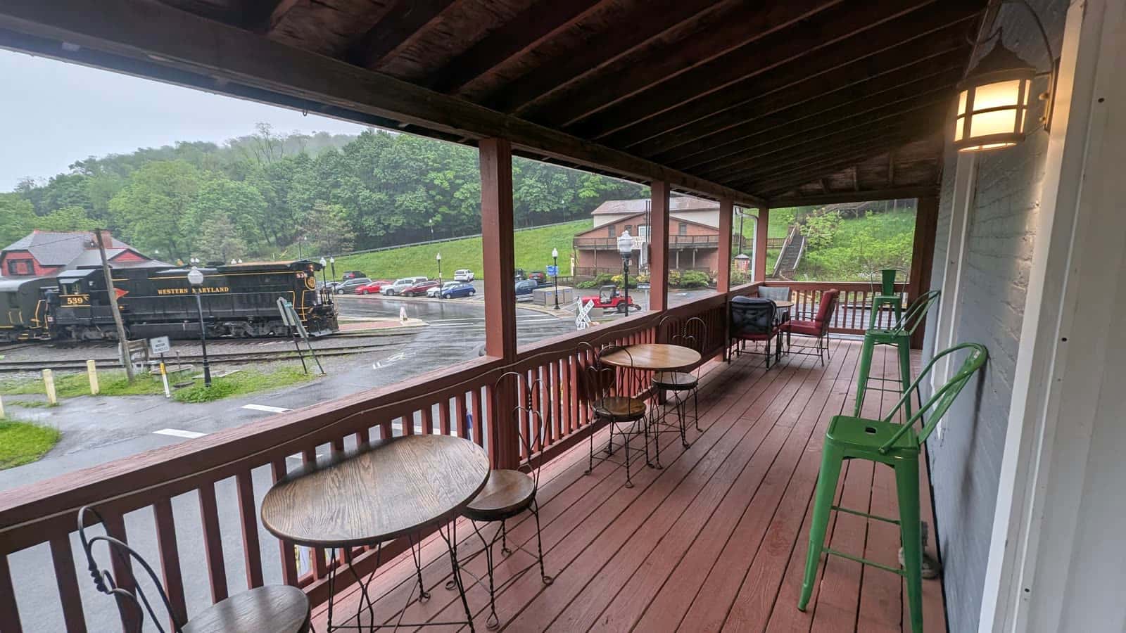 Rail corridor and depot-district property in Frostburg, Maryland near the Great Allegheny Passage trailhead